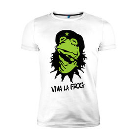 Мужская футболка премиум с принтом Viva la Frog в Санкт-Петербурге, 92% хлопок, 8% лайкра | приталенный силуэт, круглый вырез ворота, длина до линии бедра, короткий рукав | frog | viva la frog | viva лягушка | лягушка | лягушка чегевара