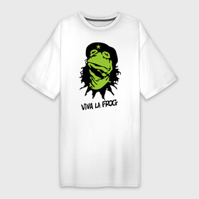 Платье-футболка хлопок с принтом Viva la Frog в Санкт-Петербурге,  |  | frog | viva la frog | viva лягушка | лягушка | лягушка чегевара