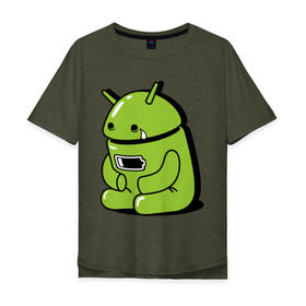 Мужская футболка хлопок Oversize с принтом Андроид плачет в Санкт-Петербурге, 100% хлопок | свободный крой, круглый ворот, “спинка” длиннее передней части | android | андроид | андроид плачет