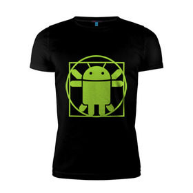 Мужская футболка премиум с принтом Андроид давинчи в Санкт-Петербурге, 92% хлопок, 8% лайкра | приталенный силуэт, круглый вырез ворота, длина до линии бедра, короткий рукав | android | андроид давинчи | давинчи