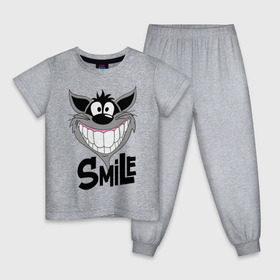 Детская пижама хлопок с принтом Улыбка Smile в Санкт-Петербурге, 100% хлопок |  брюки и футболка прямого кроя, без карманов, на брюках мягкая резинка на поясе и по низу штанин
 | smile | волк | смайл | смайлик | улыбка