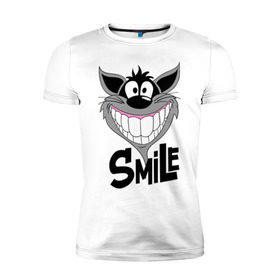 Мужская футболка премиум с принтом Улыбка Smile в Санкт-Петербурге, 92% хлопок, 8% лайкра | приталенный силуэт, круглый вырез ворота, длина до линии бедра, короткий рукав | smile | волк | смайл | смайлик | улыбка