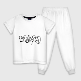 Детская пижама хлопок с принтом Banksy graffiti в Санкт-Петербурге, 100% хлопок |  брюки и футболка прямого кроя, без карманов, на брюках мягкая резинка на поясе и по низу штанин
 | banksy | banksy graffiti | бенкси | бэнкси | графити | граффити | стрит арт | стритарт