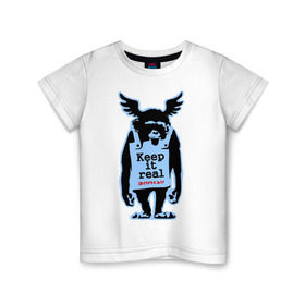 Детская футболка хлопок с принтом Keep it real. Banksy в Санкт-Петербурге, 100% хлопок | круглый вырез горловины, полуприлегающий силуэт, длина до линии бедер | banksy | бенкси | бэнкси | графити | граффити | обезьяна | стрит арт | стритарт