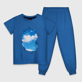 Детская пижама хлопок с принтом Небо. Бэнкси в Санкт-Петербурге, 100% хлопок |  брюки и футболка прямого кроя, без карманов, на брюках мягкая резинка на поясе и по низу штанин
 | banksy | бенкси | бэнкси | графити | граффити | небо | облака | облако | стрит арт | стритарт