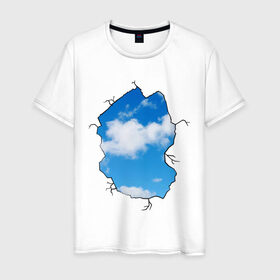 Мужская футболка хлопок с принтом Небо. Бэнкси в Санкт-Петербурге, 100% хлопок | прямой крой, круглый вырез горловины, длина до линии бедер, слегка спущенное плечо. | Тематика изображения на принте: banksy | бенкси | бэнкси | графити | граффити | небо | облака | облако | стрит арт | стритарт
