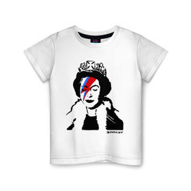 Детская футболка хлопок с принтом Елизавета вторая в Санкт-Петербурге, 100% хлопок | круглый вырез горловины, полуприлегающий силуэт, длина до линии бедер | banksy | английская королева | англия | бенкси | бэнкси | великобритания | графити | граффити | королева | стрит арт | стритарт