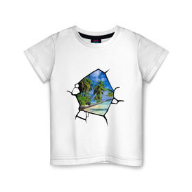Детская футболка хлопок с принтом Окошко в рай в Санкт-Петербурге, 100% хлопок | круглый вырез горловины, полуприлегающий силуэт, длина до линии бедер | banksy | бенкси | бэнкси | графити | граффити | окно | рай | стрит арт | стритарт