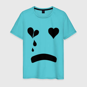 Мужская футболка хлопок с принтом Sad smile в Санкт-Петербурге, 100% хлопок | прямой крой, круглый вырез горловины, длина до линии бедер, слегка спущенное плечо. | smile | грустный смайлик | сердце | смайл | смайлик