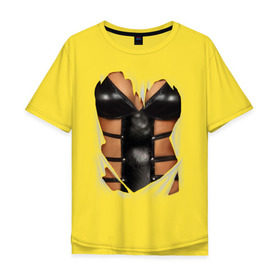 Мужская футболка хлопок Oversize с принтом Leather underwear в Санкт-Петербурге, 100% хлопок | свободный крой, круглый ворот, “спинка” длиннее передней части | woman body | белье | грудь | женское тело | нижнее белье | подарок жене | тело