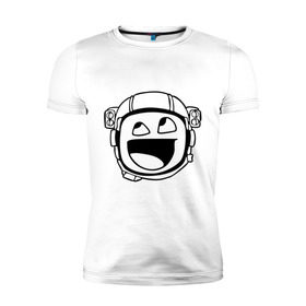 Мужская футболка премиум с принтом Аwesome fase космонавт в Санкт-Петербурге, 92% хлопок, 8% лайкра | приталенный силуэт, круглый вырез ворота, длина до линии бедра, короткий рукав | mem | интернет приколы | космонавт | мем