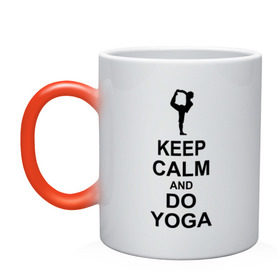 Кружка хамелеон с принтом Keep calm and do yoga. в Санкт-Петербурге, керамика | меняет цвет при нагревании, емкость 330 мл | йога | ом | спорт