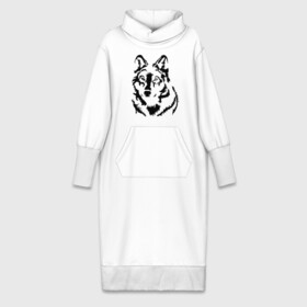 Платье удлиненное хлопок с принтом Чёрный волк в Санкт-Петербурге,  |  | волчара | волчица | животное | зверь | хищник