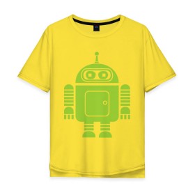 Мужская футболка хлопок Oversize с принтом Android-bender. в Санкт-Петербурге, 100% хлопок | свободный крой, круглый ворот, “спинка” длиннее передней части | админам | андроид | бендер | мультик | мультфильм | ос | робот | футурама