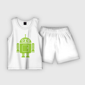 Детская пижама с шортами хлопок с принтом Android bender. в Санкт-Петербурге,  |  | админам | андроид | бендер | мультик | мультфильм | ос | робот | футурама