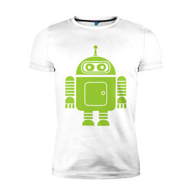Мужская футболка премиум с принтом Android-bender. в Санкт-Петербурге, 92% хлопок, 8% лайкра | приталенный силуэт, круглый вырез ворота, длина до линии бедра, короткий рукав | админам | андроид | бендер | мультик | мультфильм | ос | робот | футурама
