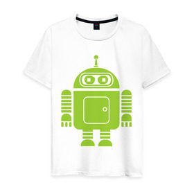 Мужская футболка хлопок с принтом Android-bender. в Санкт-Петербурге, 100% хлопок | прямой крой, круглый вырез горловины, длина до линии бедер, слегка спущенное плечо. | админам | андроид | бендер | мультик | мультфильм | ос | робот | футурама