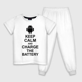 Детская пижама хлопок с принтом Keep calm and charge the battery (android) в Санкт-Петербурге, 100% хлопок |  брюки и футболка прямого кроя, без карманов, на брюках мягкая резинка на поясе и по низу штанин
 | 
