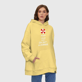 Худи SuperOversize хлопок с принтом Keep calm and oh sh**, a zombie в Санкт-Петербурге, 70% хлопок, 30% полиэстер, мягкий начес внутри | карман-кенгуру, эластичная резинка на манжетах и по нижней кромке, двухслойный капюшон
 | a zombie | keep calm and oh sh | umbrella | zombie | амбрелла