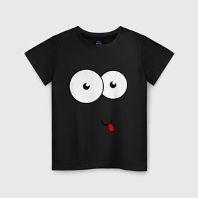 Детская футболка хлопок с принтом Смайлик показывает язык в Санкт-Петербурге, 100% хлопок | круглый вырез горловины, полуприлегающий силуэт, длина до линии бедер | smile | высунутый язык | смайл | смайлик