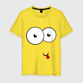 Мужская футболка хлопок с принтом Смайлик показывает язык в Санкт-Петербурге, 100% хлопок | прямой крой, круглый вырез горловины, длина до линии бедер, слегка спущенное плечо. | smile | высунутый язык | смайл | смайлик
