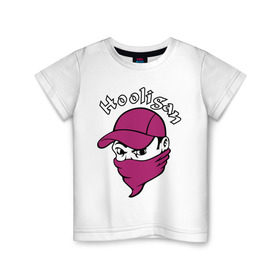 Детская футболка хлопок с принтом Hooligan в Санкт-Петербурге, 100% хлопок | круглый вырез горловины, полуприлегающий силуэт, длина до линии бедер | Тематика изображения на принте: hooligan | болельщик | для болельщиков | футбол