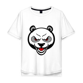 Мужская футболка хлопок Oversize с принтом Angry panda - злая панда в Санкт-Петербурге, 100% хлопок | свободный крой, круглый ворот, “спинка” длиннее передней части | панда