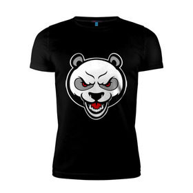 Мужская футболка премиум с принтом Angry panda - злая панда в Санкт-Петербурге, 92% хлопок, 8% лайкра | приталенный силуэт, круглый вырез ворота, длина до линии бедра, короткий рукав | Тематика изображения на принте: панда
