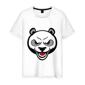 Мужская футболка хлопок с принтом Angry panda - злая панда в Санкт-Петербурге, 100% хлопок | прямой крой, круглый вырез горловины, длина до линии бедер, слегка спущенное плечо. | панда