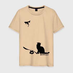 Мужская футболка хлопок с принтом Cat and supermouse (Banksy) в Санкт-Петербурге, 100% хлопок | прямой крой, круглый вырез горловины, длина до линии бедер, слегка спущенное плечо. | Тематика изображения на принте: бэнкси | граффити | киса | кот | котенок | котэ | кошка | мышка | супермышка