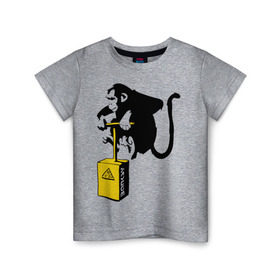 Детская футболка хлопок с принтом TNT monkey (Banksy) в Санкт-Петербурге, 100% хлопок | круглый вырез горловины, полуприлегающий силуэт, длина до линии бедер | Тематика изображения на принте: бэнкси | граффити | животные | обезьяна