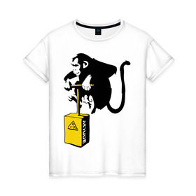 Женская футболка хлопок с принтом TNT monkey (Banksy) в Санкт-Петербурге, 100% хлопок | прямой крой, круглый вырез горловины, длина до линии бедер, слегка спущенное плечо | бэнкси | граффити | животные | обезьяна