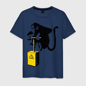 Мужская футболка хлопок с принтом TNT monkey (Banksy) в Санкт-Петербурге, 100% хлопок | прямой крой, круглый вырез горловины, длина до линии бедер, слегка спущенное плечо. | бэнкси | граффити | животные | обезьяна
