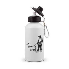 Бутылка спортивная с принтом Парень с собакой (Banksy) в Санкт-Петербурге, металл | емкость — 500 мл, в комплекте две пластиковые крышки и карабин для крепления | dog | бэнкси | граффити | собака