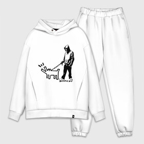Мужской костюм хлопок OVERSIZE с принтом Парень с собакой (Banksy) в Санкт-Петербурге,  |  | dog | бэнкси | граффити | собака