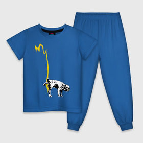 Детская пижама хлопок с принтом Peeing dog (Banksy) в Санкт-Петербурге, 100% хлопок |  брюки и футболка прямого кроя, без карманов, на брюках мягкая резинка на поясе и по низу штанин
 | бульдог | бэнкси | граффити | собака