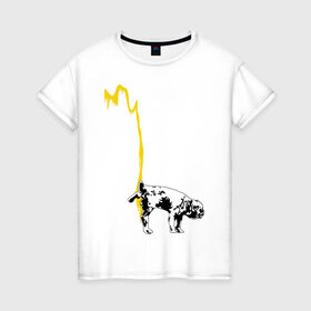 Женская футболка хлопок с принтом Peeing dog (Banksy) в Санкт-Петербурге, 100% хлопок | прямой крой, круглый вырез горловины, длина до линии бедер, слегка спущенное плечо | бульдог | бэнкси | граффити | собака