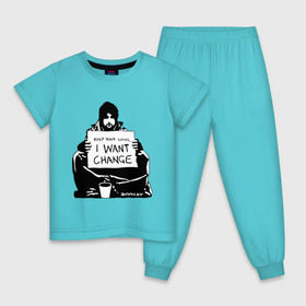 Детская пижама хлопок с принтом Keep your coinns в Санкт-Петербурге, 100% хлопок |  брюки и футболка прямого кроя, без карманов, на брюках мягкая резинка на поясе и по низу штанин
 | banksy | бэнкси | графити | граффити | стрит арт