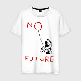 Мужская футболка хлопок с принтом No future Banksy в Санкт-Петербурге, 100% хлопок | прямой крой, круглый вырез горловины, длина до линии бедер, слегка спущенное плечо. | Тематика изображения на принте: banksy | бэнкси | графити | граффити | стрит арт