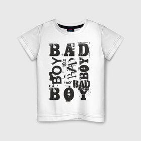 Детская футболка хлопок с принтом Bad boy в Санкт-Петербурге, 100% хлопок | круглый вырез горловины, полуприлегающий силуэт, длина до линии бедер | Тематика изображения на принте: бэд бой