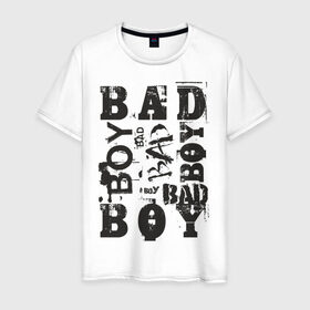 Мужская футболка хлопок с принтом Bad boy в Санкт-Петербурге, 100% хлопок | прямой крой, круглый вырез горловины, длина до линии бедер, слегка спущенное плечо. | Тематика изображения на принте: бэд бой