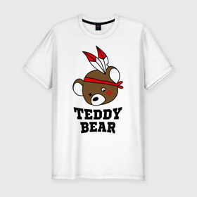 Мужская футболка премиум с принтом Медвежонок в Санкт-Петербурге, 92% хлопок, 8% лайкра | приталенный силуэт, круглый вырез ворота, длина до линии бедра, короткий рукав | 