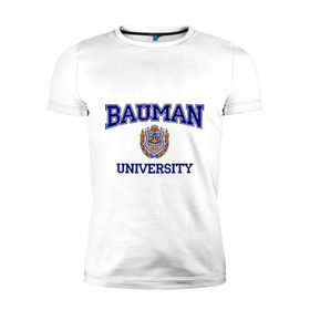 Мужская футболка премиум с принтом BAUMAN University в Санкт-Петербурге, 92% хлопок, 8% лайкра | приталенный силуэт, круглый вырез ворота, длина до линии бедра, короткий рукав | баумана | вуз | институт | студенческие | университет