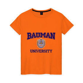 Женская футболка хлопок с принтом BAUMAN University в Санкт-Петербурге, 100% хлопок | прямой крой, круглый вырез горловины, длина до линии бедер, слегка спущенное плечо | баумана | вуз | институт | студенческие | университет