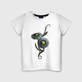 Детская футболка хлопок с принтом Полевые ромашки в Санкт-Петербурге, 100% хлопок | круглый вырез горловины, полуприлегающий силуэт, длина до линии бедер | летние цветы | одуванчики | полевые ромашки | полевые цветы | ромашки | цветы