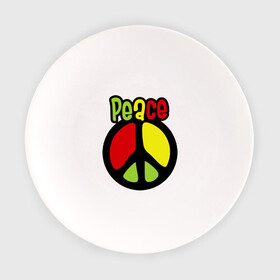 Тарелка с принтом Peace red, yellow, green в Санкт-Петербурге, фарфор | диаметр - 210 мм
диаметр для нанесения принта - 120 мм | Тематика изображения на принте: reggae | мир | регги