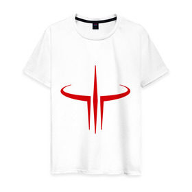 Мужская футболка хлопок с принтом Quake logo в Санкт-Петербурге, 100% хлопок | прямой крой, круглый вырез горловины, длина до линии бедер, слегка спущенное плечо. | quake | игры | квейк | компьютерные игры