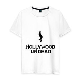 Мужская футболка хлопок с принтом Hollywood Undead logo в Санкт-Петербурге, 100% хлопок | прямой крой, круглый вырез горловины, длина до линии бедер, слегка спущенное плечо. | hollywood undead | hu | hu mask one color | undead | рок реп группа hollywood undead