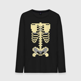 Мужской лонгслив хлопок с принтом Пиксельный скелет в Санкт-Петербурге, 100% хлопок |  | скелет
