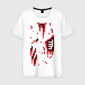 Мужская футболка хлопок с принтом Пиксельные раны в Санкт-Петербурге, 100% хлопок | прямой крой, круглый вырез горловины, длина до линии бедер, слегка спущенное плечо. | 8 bit | 8 бит | кровотечение | кровь | пиксель | ранение | раны